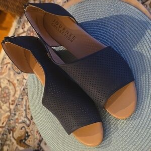 JOURNEE BRAND WOMEN'S NAVY BLUE DRESSY SLIP ON WEDGE HEEL SIZE 9 WIDE